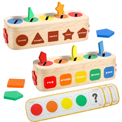 Unisex Montessori Box Wood Color S Sorting & Geometric Pattern Matching Game Educational Fine view 5