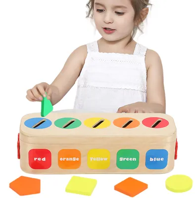 Unisex Montessori Box Wood Color S Sorting & Geometric Pattern Matching Game Educational Fine view 2