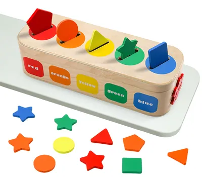 Unisex Montessori Box Wood Color S Sorting & Geometric Pattern Matching Game Educational Fine view 3