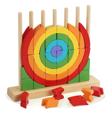 Novel Montessori Educational Stacking Gift Set Unisex Children Wooden Creative Rainbow Blocks view 4