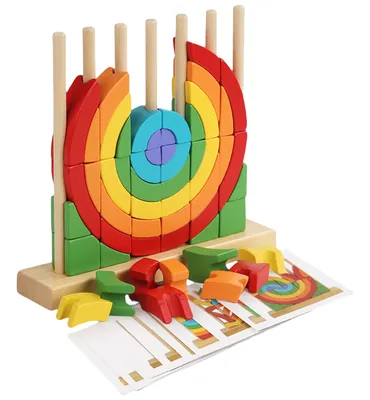 Novel Montessori Educational Stacking Gift Set Unisex Children Wooden Creative Rainbow Blocks — wooden building blocks & construction wholesale