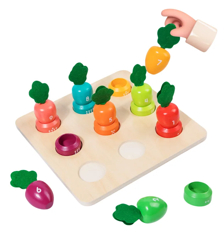 Unisex Wooden Picking Radish Carrots Harvest Toys Toddlers 2-4 Years Preschoolers 5-7 Years — wooden math & teaching aids wholesale
