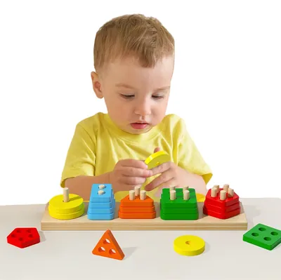 Color Recognition Stacker S Sorter Wooden Puzzles for Toddlers and Kids Unisex Learning Gift view 3