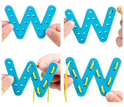 Children's Wood Block Set Cognitive Matching Letter Puzzle and Number Rope Building Model Toy view 5