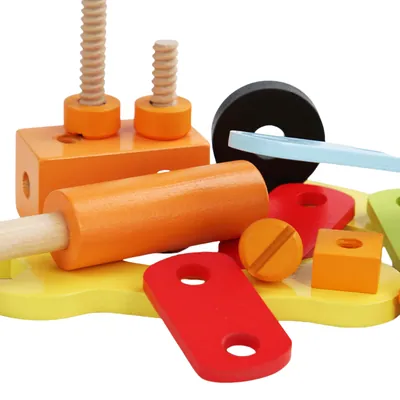 2312 Unisex Wooden Multifunctional Nut Game Box Tool Lacing Toys Building Blocks for 2-4 view 3