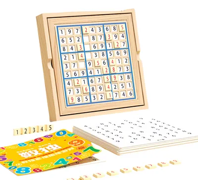 Traditional Wooden Sudoku Chess Board Game Unisex Math Logic Toy for Kids 2-4 Years and 5-7 view 2