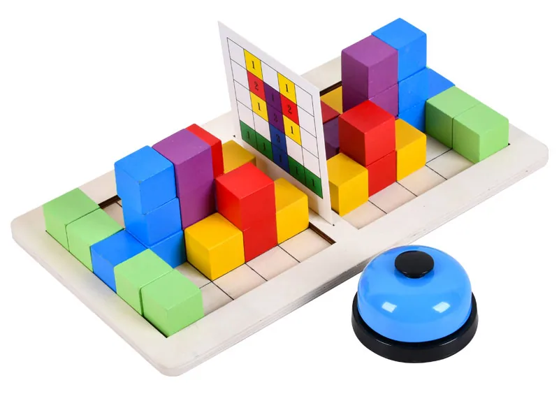 DIY Style Kid's Toys High Wooden Block Stacked with Stone Creative Wooden Block Games — wooden building blocks & construction wholesale