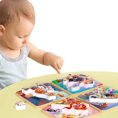 Gubu 9-Piece Montessori Style Wooden Framed Jigsaw Puzzle Educational DIY Plastic Block Puzzle — wooden puzzles & tangrams wholesale