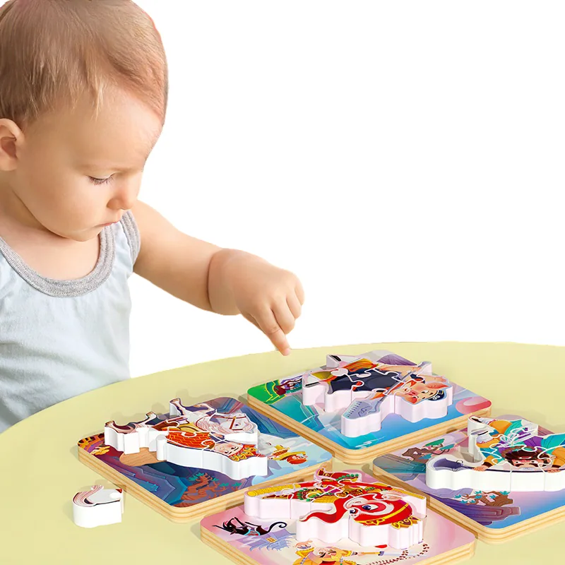 Gubu 9-Piece Montessori Style Wooden Framed Jigsaw Puzzle Educational DIY Plastic Block Puzzle — wooden puzzles & tangrams wholesale