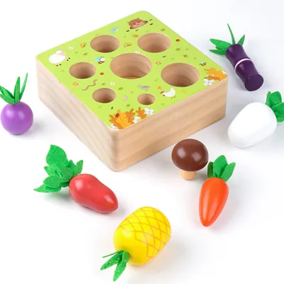 Wooden Colored Vegetables Montessori Kids Puzzle Toy Cute Creative Building Blocks Early — wooden building blocks & construction wholesale