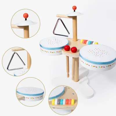 Children Educational Wooden Toy Multi-functional Pretend Wooden Drum Set Kids Early Education — wooden pretend play & role play wholesale