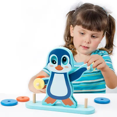 Early Education Wooden Penguin Scale Balance Puzzle Toy For Enlightenment Kindergarten Parent view 2