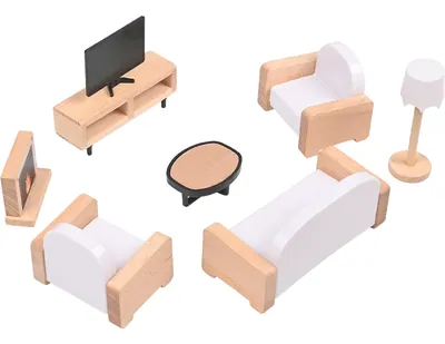 Wooden Furniture Scene Simulation Parent-child Interaction Family Member Games Early Education view 2