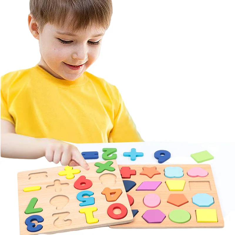 Montessori 3d Learning Puzzle Wooden Board Kids Activity Early Toys with Alphabet & Number — wooden puzzles & tangrams wholesale