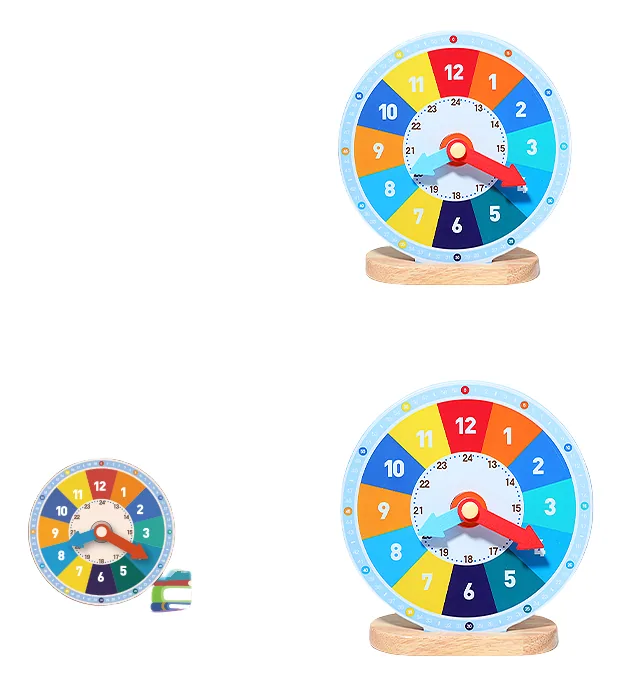 Montessori Wooden Clock Toy Time Card Learning Gift for Toddlers 2 to 4 Years Box Packed — wooden montessori & early learning wholesale