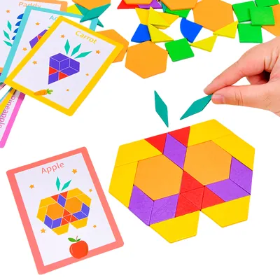 Custom Colorful Wooden Tangram Puzzle Set Cartoon Toy for Kids' Intelligence Game Magnetic view 5