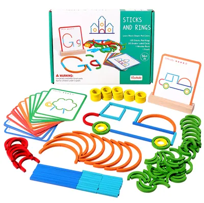 Intelligence Development Early Learning Educational Creative Sticks Rings Puzzle Montessori view 2