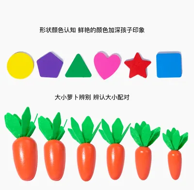 Montessori Sensory Education Toy Set Wooden Geometry S Sorting Blocks with Number Matching view 2
