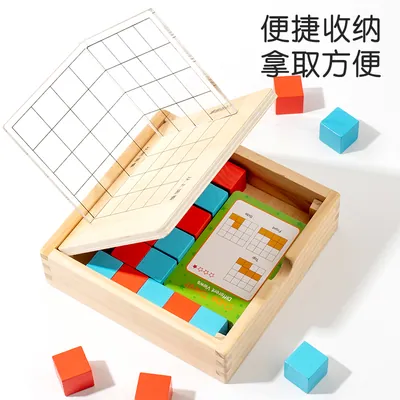 Montessori Classic Wood Puzzle Ten Color Counting Block Educational Building Blocks view 2