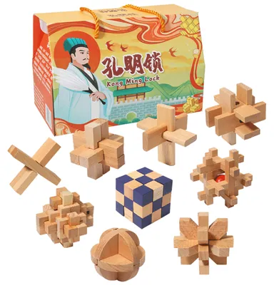 Wood Block Puzzle Children's Iq Game Brainteaser Brainteaser Chain Wood Block Children's Toys — wooden building blocks & construction wholesale