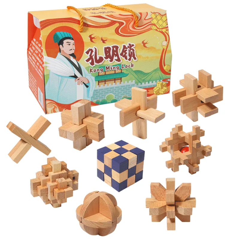 Wood Block Puzzle Children's Iq Game Brainteaser Brainteaser Chain Wood Block Children's Toys — wooden building blocks & construction wholesale