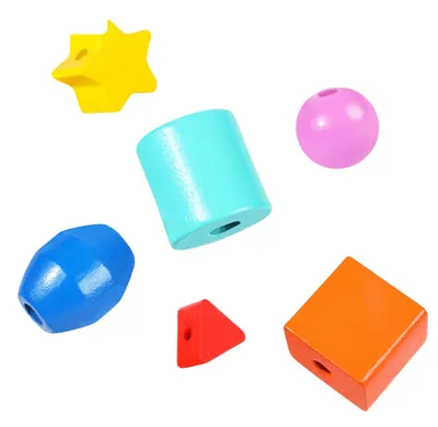 42pcs Unisex Montessori Wooden Lacing Beads Primary String Threading Toy with Rainbow view 2
