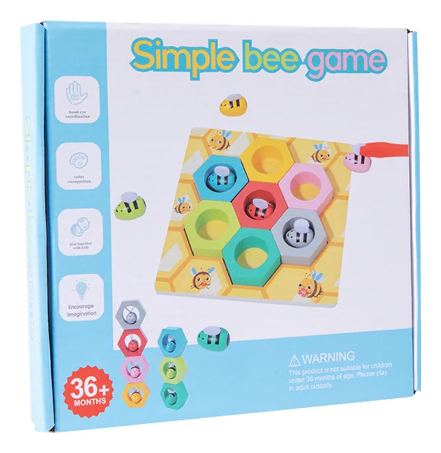 Montessori Early Education Beehive Game Wooden Childhood Color Cognitive Clip Small Bee — wooden montessori & early learning wholesale