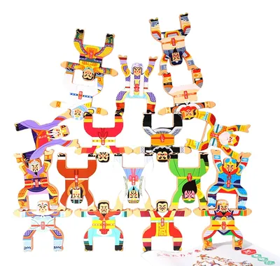 Three Kingdoms Hero Wooden Building Blocks DIY Stacked Jade Construction Toy for Children's view 6