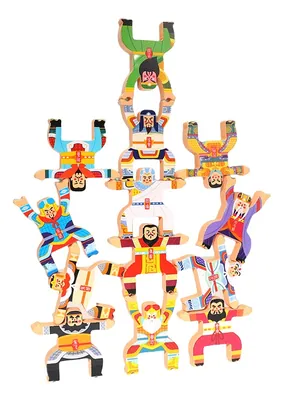 Three Kingdoms Hero Wooden Building Blocks DIY Stacked Jade Construction Toy for Children's view 5
