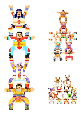 Three Kingdoms Hero Wooden Building Blocks DIY Stacked Jade Construction Toy for Children's view 3