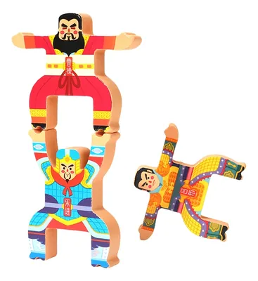Three Kingdoms Hero Wooden Building Blocks DIY Stacked Jade Construction Toy for Children's view 2