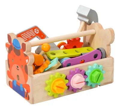 Montessori Kids Wooden Screw Nut Toolbox Game Toys Pretend Activity Toolbox Playing Crafts — wooden pretend play & role play wholesale