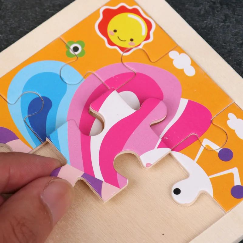 Montessori 9pcs Wooden 3d Jigsaw Puzzles Early Educational DIY Cartoon Toys Kids 2 4 Perfect — wooden puzzles & tangrams wholesale