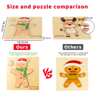 T1148 Custom Logo Children's Christmas Puzzle Set Santa Claus Christmas Tree Board Early — wooden puzzles & tangrams wholesale