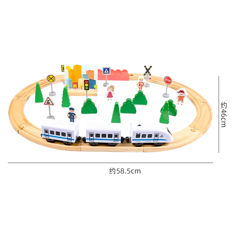 Children Educational Play DIY Train Railway Track Baby Wooden Train Set Toy For Kids Train Toy — wooden vehicles, tracks & ramps wholesale