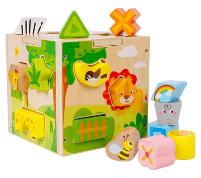 Children Wooden Shape Pattern Matching Blocks Fun Multifunctional Cartoon Intelligence Box — wooden building blocks & construction wholesale
