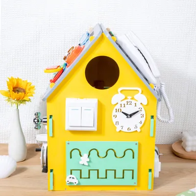Montessori Multi-Function Unlock Wooden Busy House Unisex Child Educational Games Set Hand Eye — wooden montessori & early learning wholesale