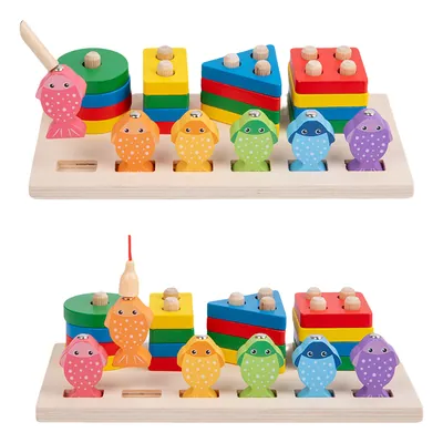 Certified Montessori Wooden Toy for Children Stacking Tower Shape Wood Baby Toy view 3