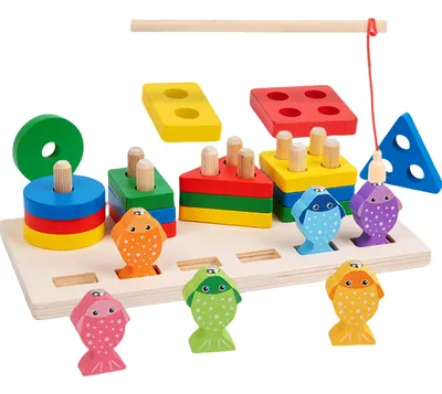 Certified Montessori Wooden Toy for Children Stacking Tower Shape Wood Baby Toy view 2