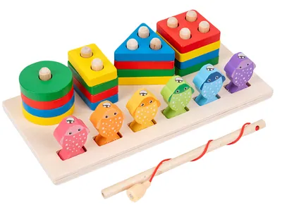 Certified Montessori Wooden Toy for Children Stacking Tower Shape Wood Baby Toy view 4