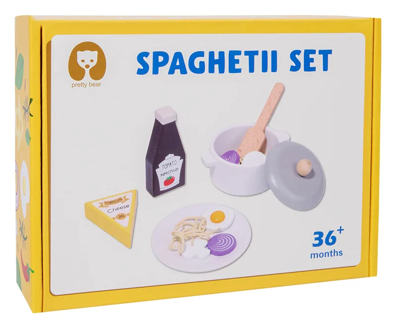 Unisex Wooden Kids Tableware Pretend Kitchen Toys Western Food Italy Pasta for 2-4 & 5-7 Years — wooden pretend play & role play wholesale