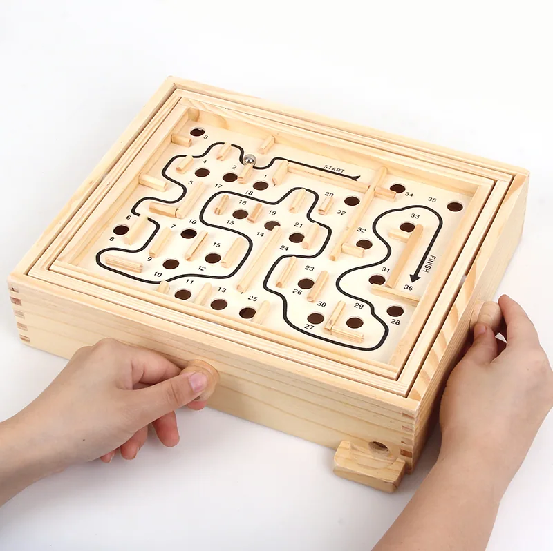 Kids Wooden Toy 3d Puzzle Ball Maze Wood Case Box Fun Brain Hand Challenge Balance Games Toys — wooden puzzles & tangrams wholesale