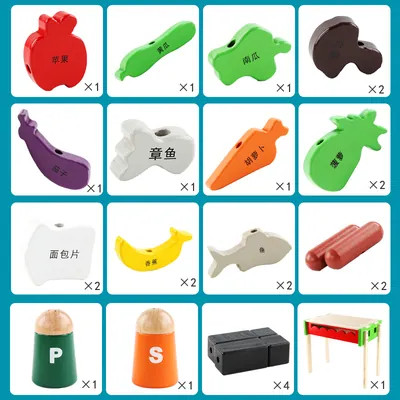Large DIY Wooden Building Block Sets Kitchen Toy Set Children Barbecue Car Game Simulation Fun view 2
