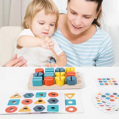 Hoye Craft Montessori Wooden Rainbow Nut Board Multi-Color Screw Busy Game for 2-4 & 5-7 Years — wooden montessori & early learning wholesale