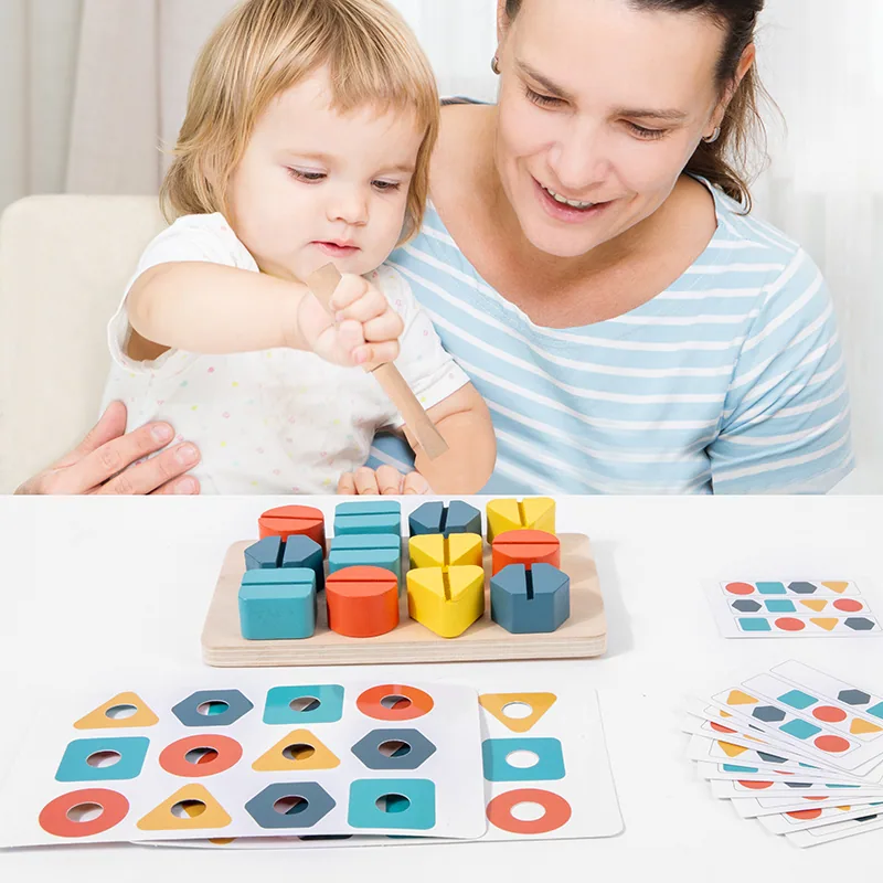 Hoye Craft Montessori Wooden Rainbow Nut Board Multi-Color Screw Busy Game for 2-4 & 5-7 Years — wooden montessori & early learning wholesale