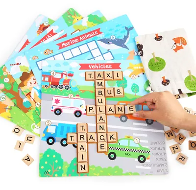 Funny Letter Puzzle Toys Kids Wooden Spelling Games Children Preschool Toys — wooden math & teaching aids wholesale