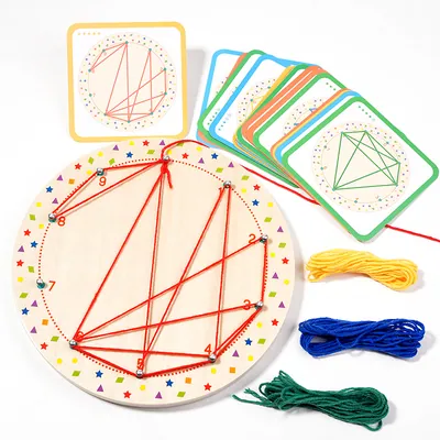 Children Learn Montessori Geometric Shapes To Match Creative Toys Educational Rope Pattern view 2