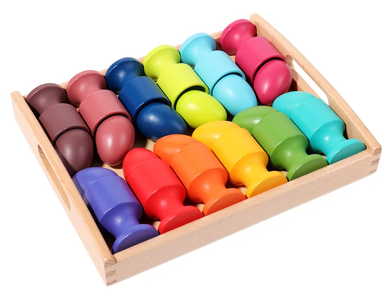 Montessori Educational Wooden Toys Color Classification Rainbow Egg Cups Kids Manipulative — wooden montessori & early learning wholesale