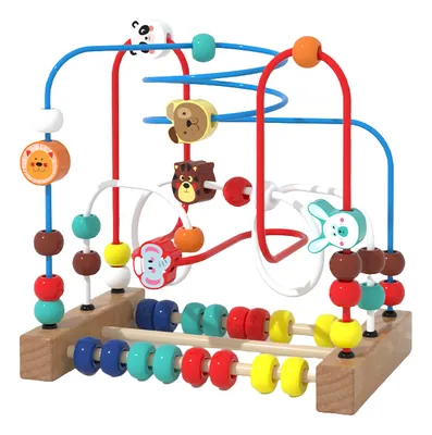 Custom Early Childhood Educational Wooden Cartoon Forest Animals Beads for Boys and Girls Aged view 4