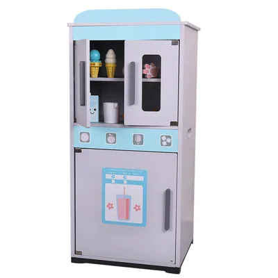 Custom Kitchen Refrigerator Pretend Play Set Light Sound Wooden Toys Children Unisex Girls — wooden pretend play & role play wholesale